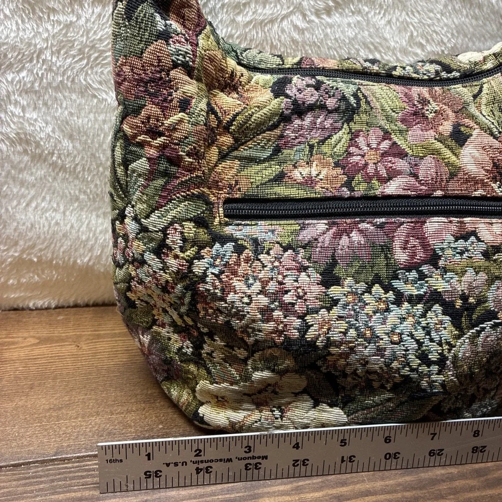 Vintage Floral Tapestry Shoulder Bag Wallet Set Multicolor Grandmacore
